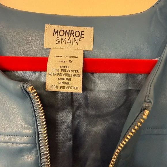 Monroe & Main Blue Leather Jacket - Picture 7 of 9